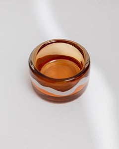 Vintage Skrdlovice Glass Bowl by Jaroslav Svoboda Bold Orange Design, 1970s