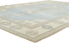 Vintage Sky Blue Turkish Oushak Rug