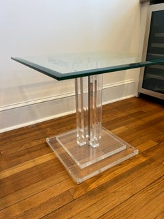 Vintage Skyscraper Lucite and Glass Side Table