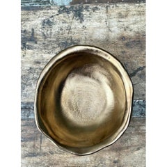 Vintage Slab Built Bronzed Studio Pottery Bowl