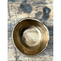 Vintage Slab Built Bronzed Studio Pottery Bowl