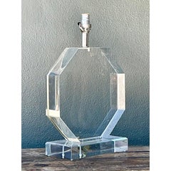 Vintage Slab Lucite Octagon Lamp