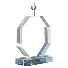 Vintage Slab Lucite Octagon Lamp