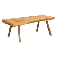 Vintage Slab Wood Coffee Table with Peg Splay Legs from Hungary