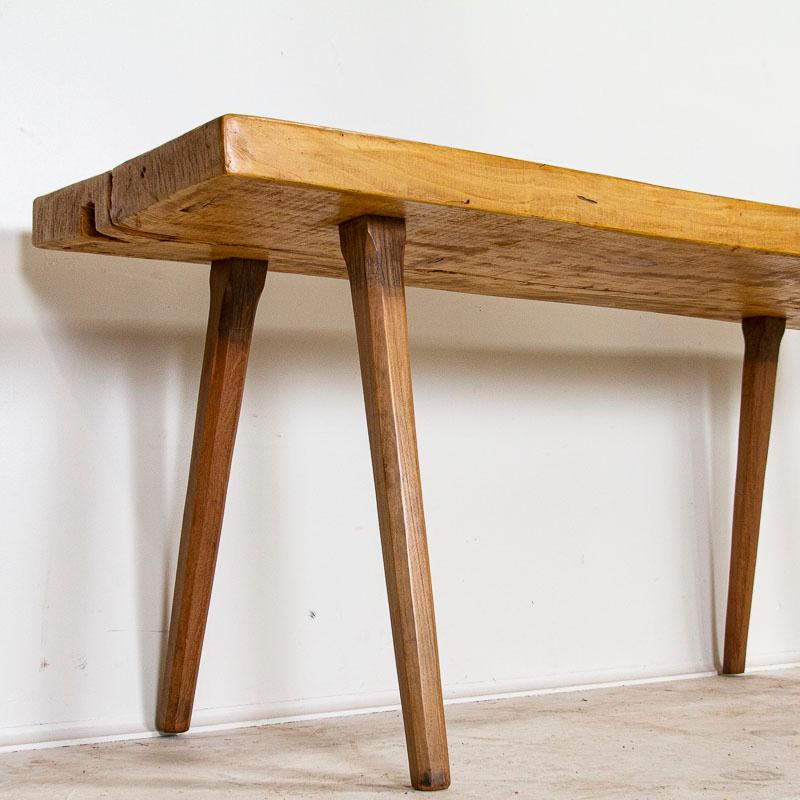 20th Century Vintage Slab Wood Console Table with Splay Legs