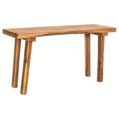 Vintage Slab Wood Plank Console Table from Hungary