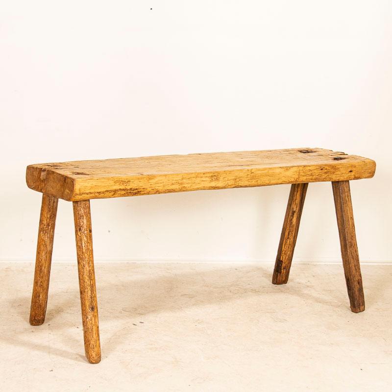 Hungarian Vintage Slab Wood Plank Console Table with Splay Peg Legs
