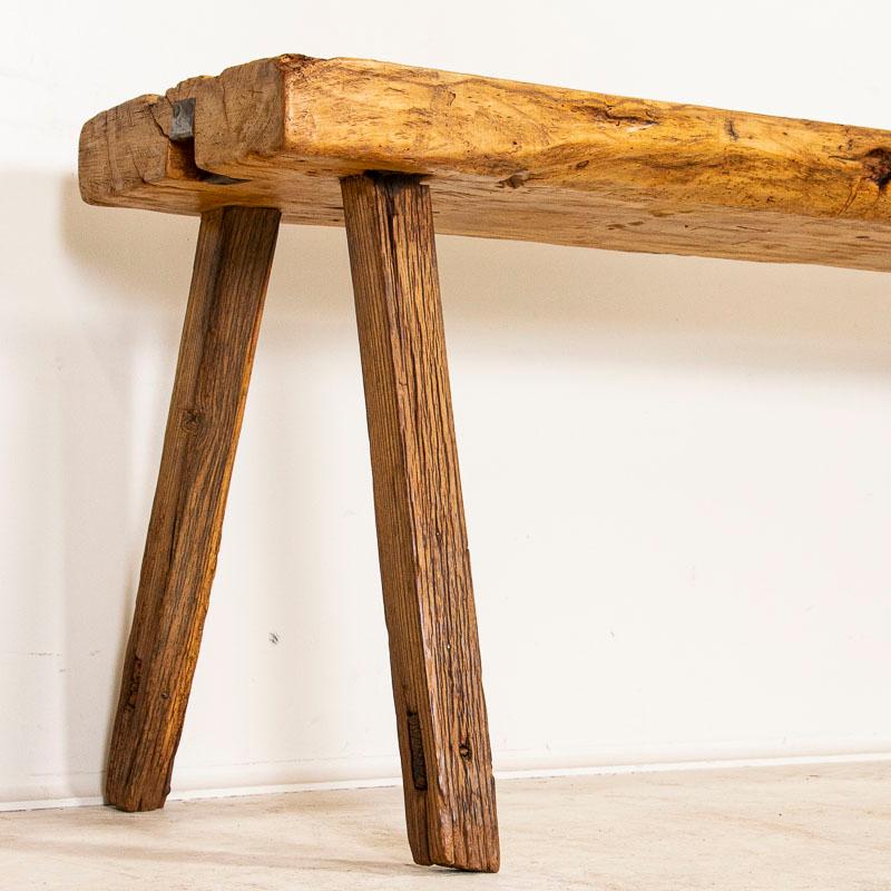 Vintage Slab Wood Plank Console Table with Splay Peg Legs 2