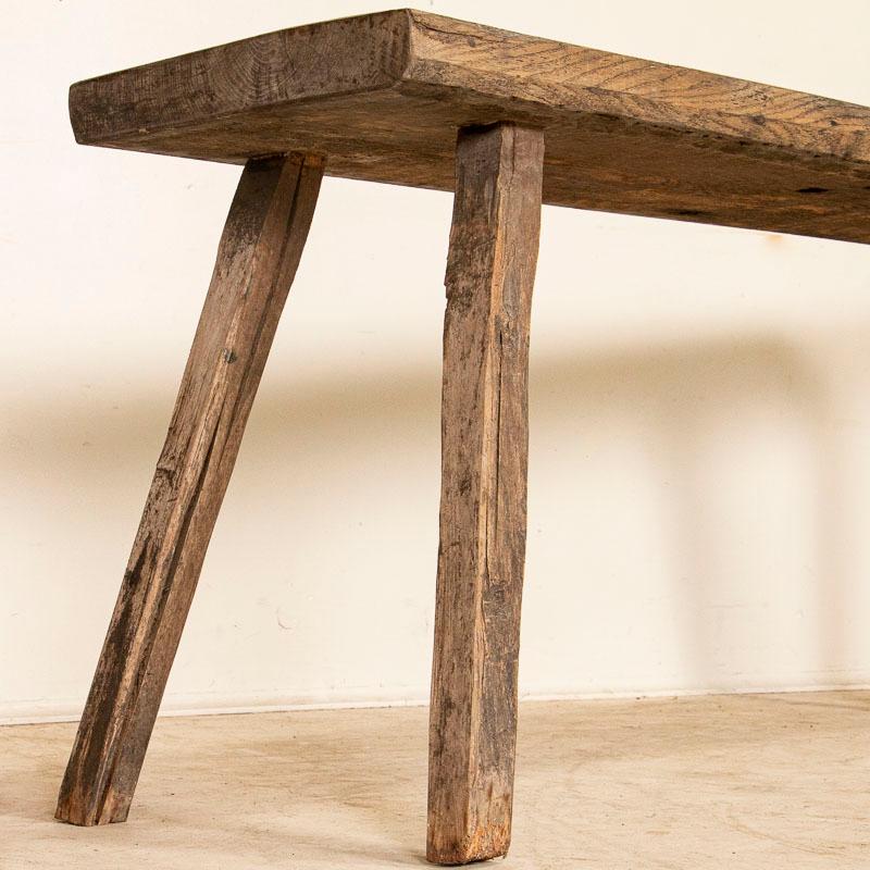 Vintage Slab Wood Plank Console Table with Splay Peg Legs 1