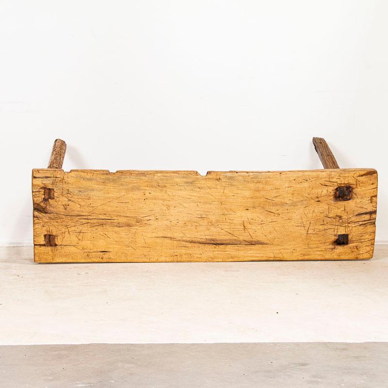 Vintage Slab Wood Plank Console Table with Splay Peg Legs 3