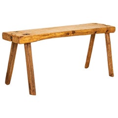 Vintage Slab Wood Plank Console Table with Splay Peg Legs