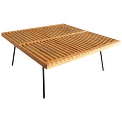 Retro Slat Table with Iron Legs