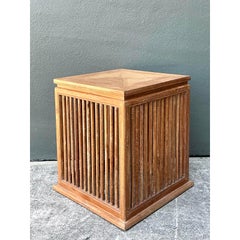 Vintage Slat Wood Side Table