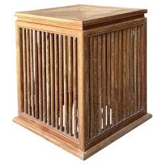 Vintage Slat Wood Side Table