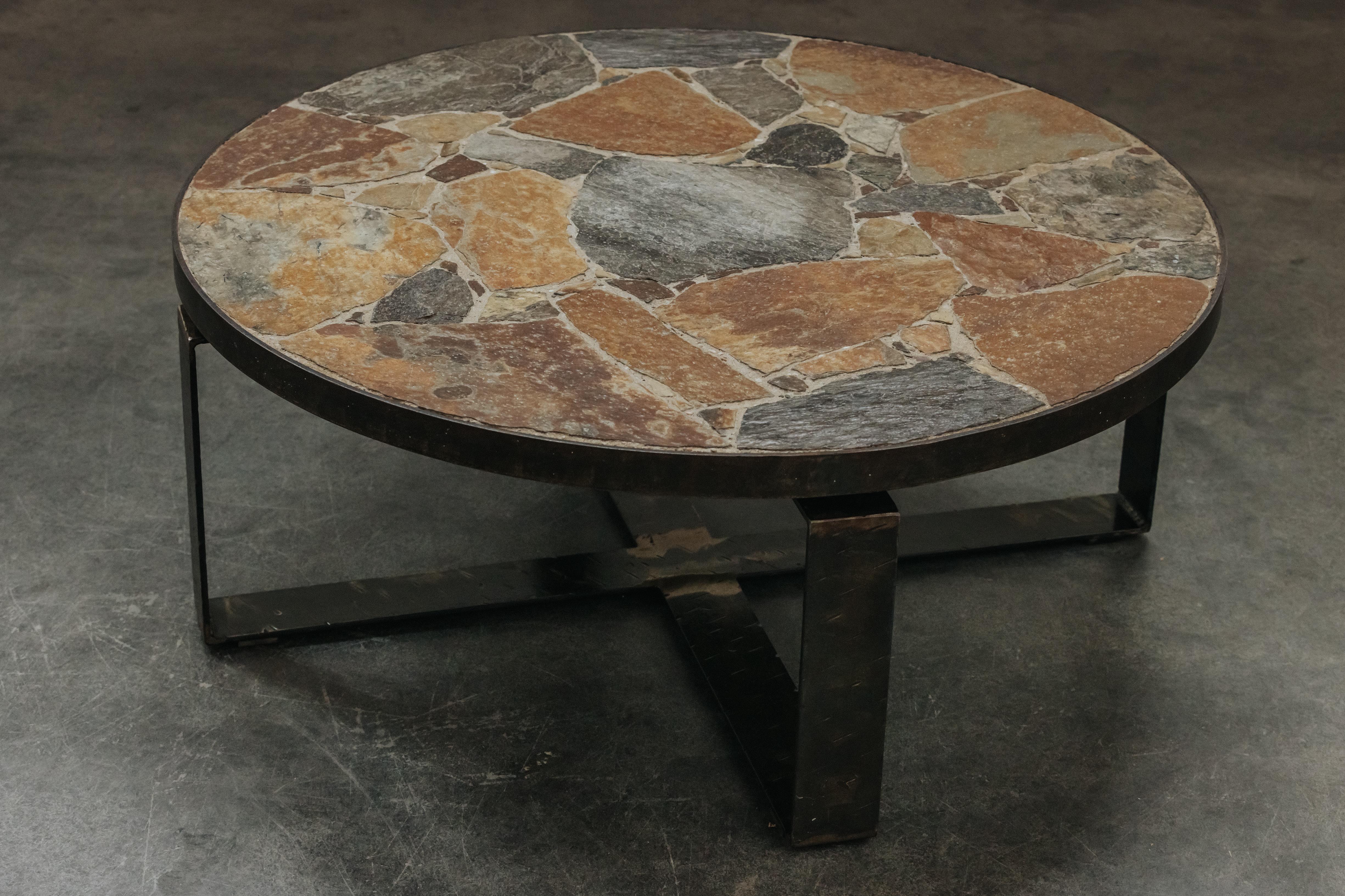 European Vintage Slate Coffee Table From France, Circa 1960 For Sale