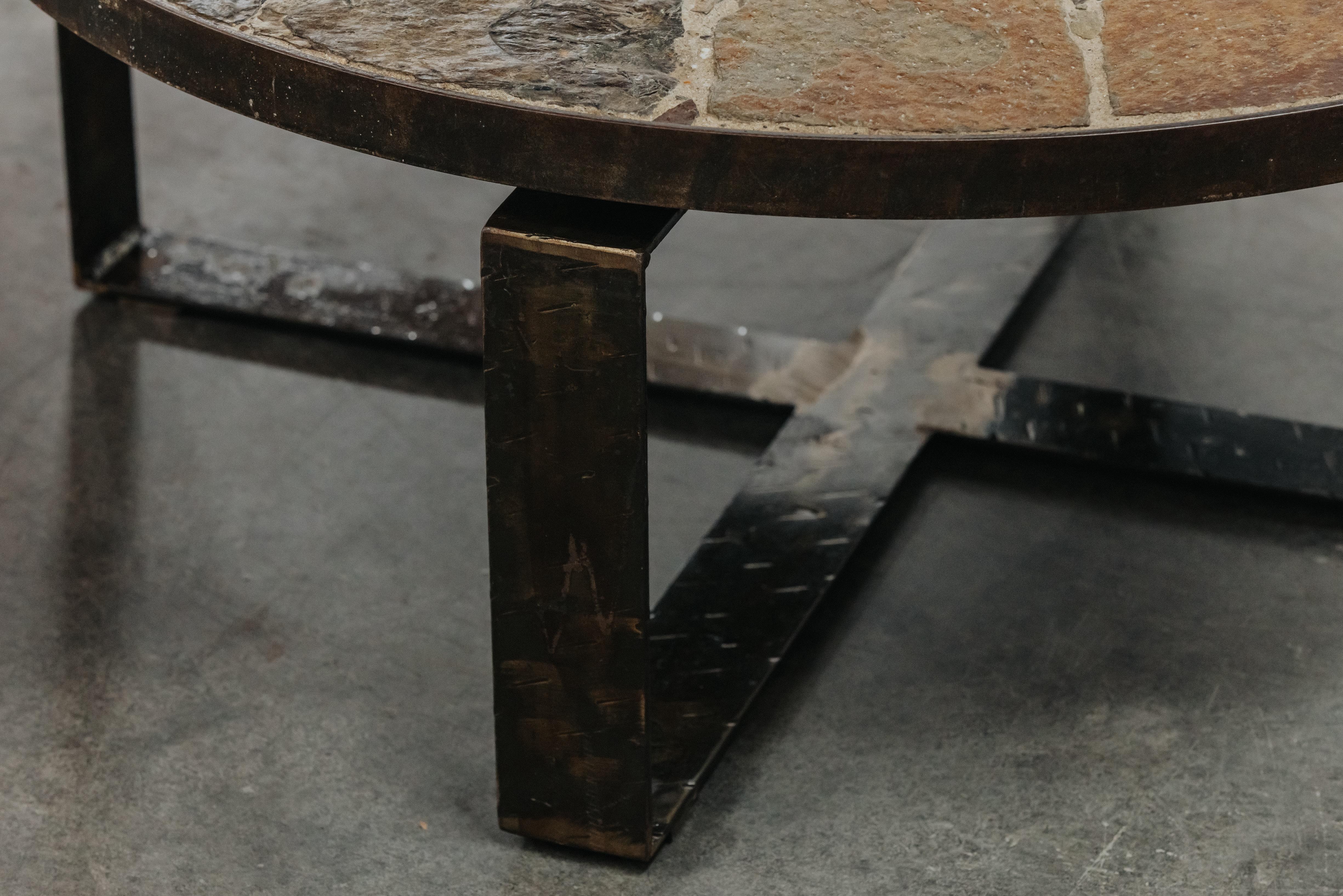 Vintage Slate Coffee Table From France, Circa 1960 In Good Condition For Sale In Nashville, TN