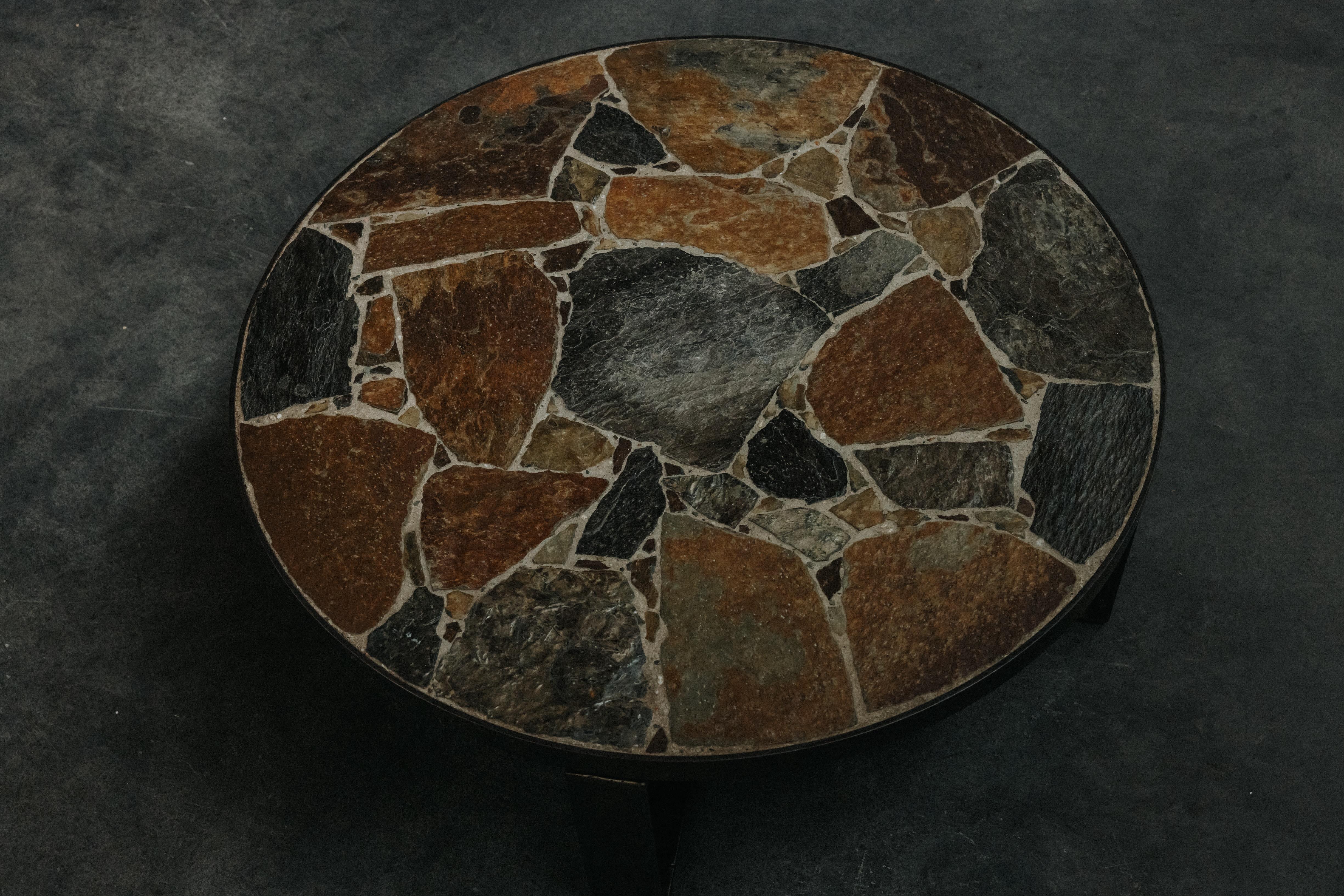 Mid-20th Century Vintage Slate Coffee Table From France, Circa 1960 For Sale