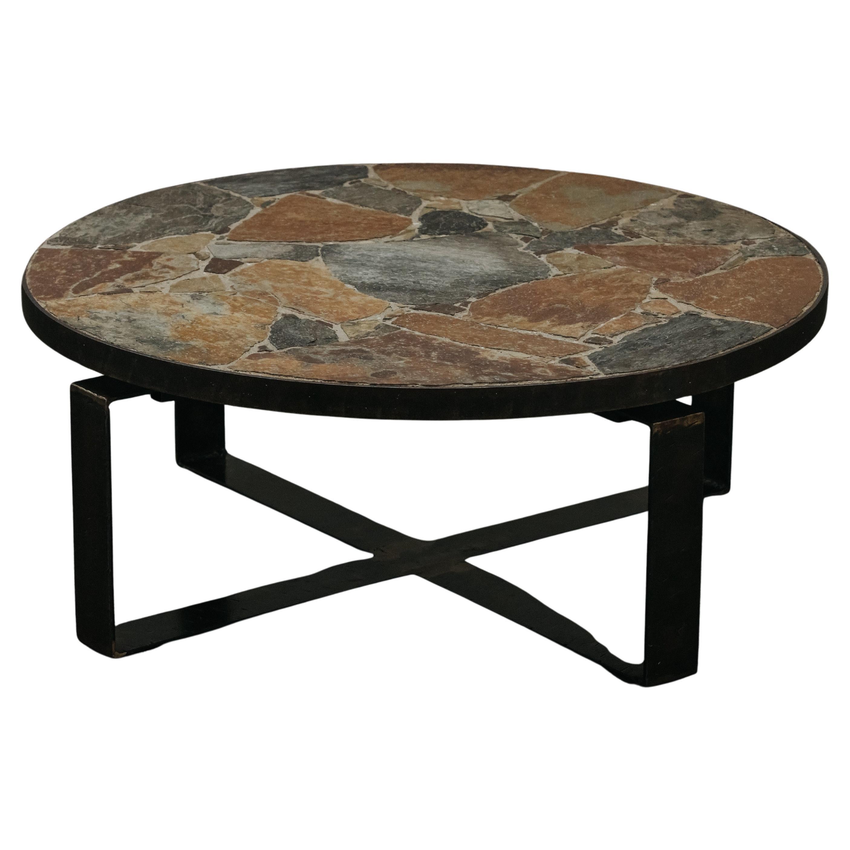 Mesa de centro vintage de pizarra procedente de Francia, circa 1960