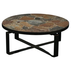 Vintage Slate Coffee Table From France, Circa 1960