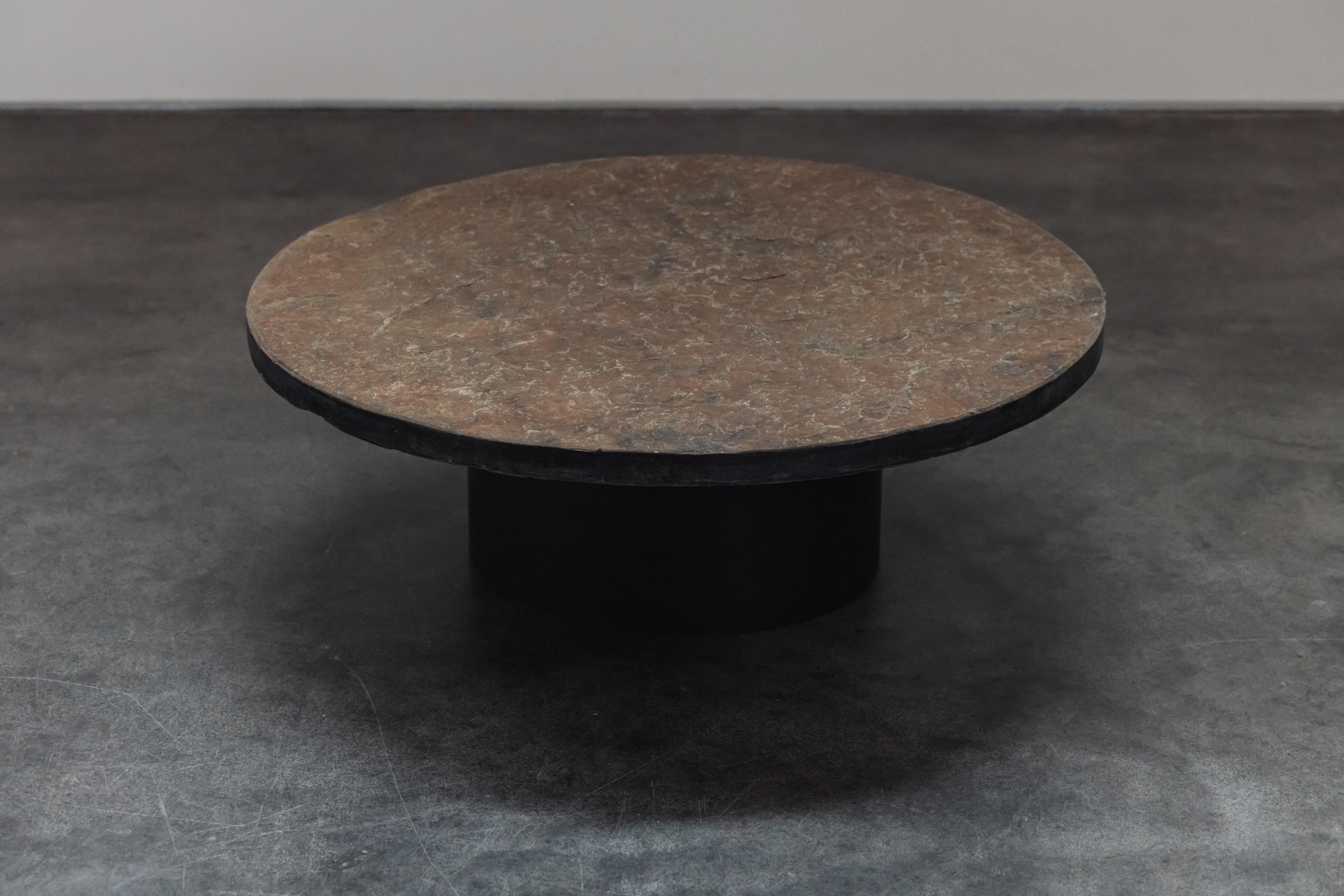 European Vintage Slate Coffee Table From Netherlands, Circa 1960