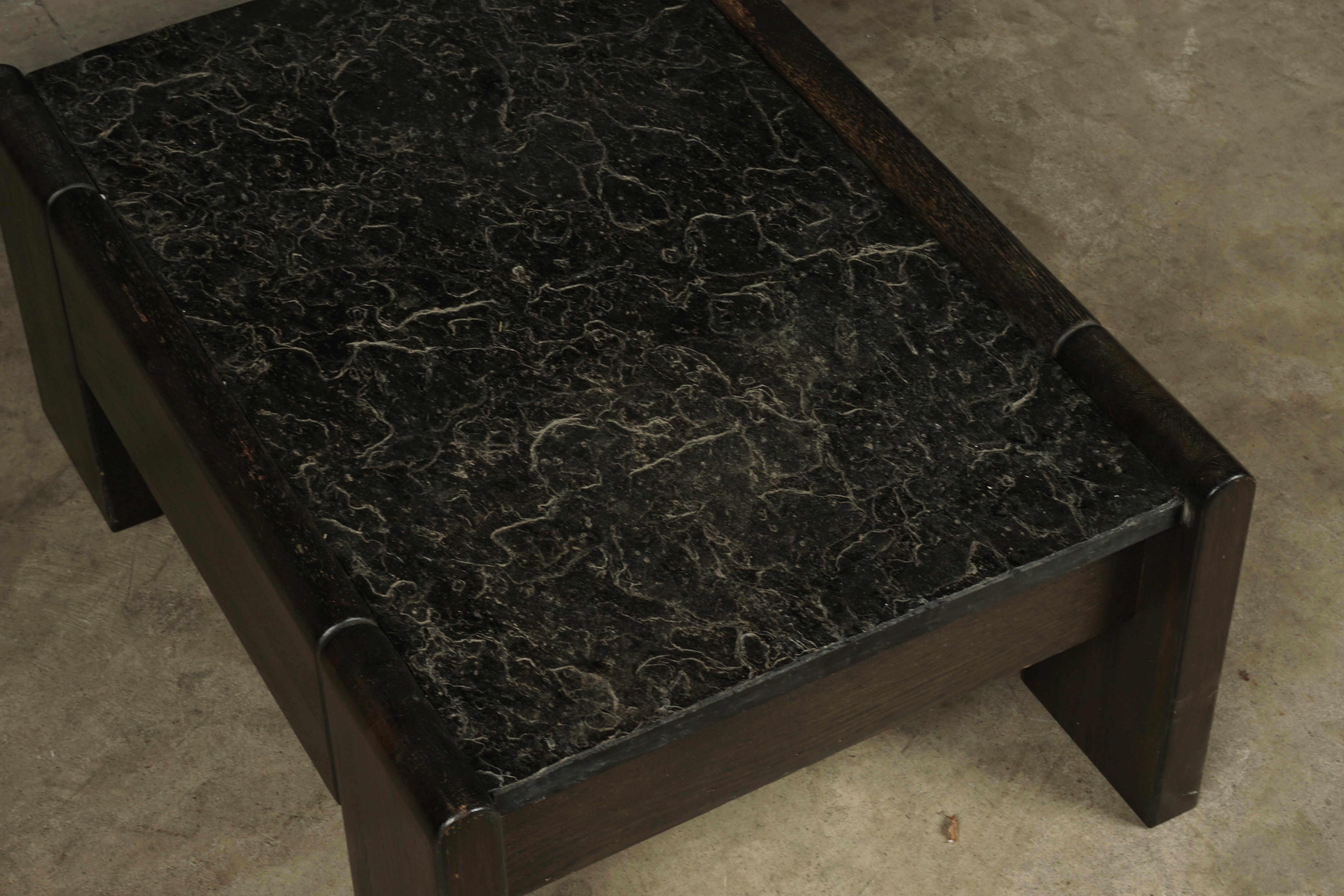 Vintage Slate Coffee Table from the Netherlands, 1960s In Good Condition In Nashville, TN