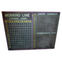 Vintage Slate Horse Racing Jockeys Morning Line Odds Chalkboard in Wooden Frame