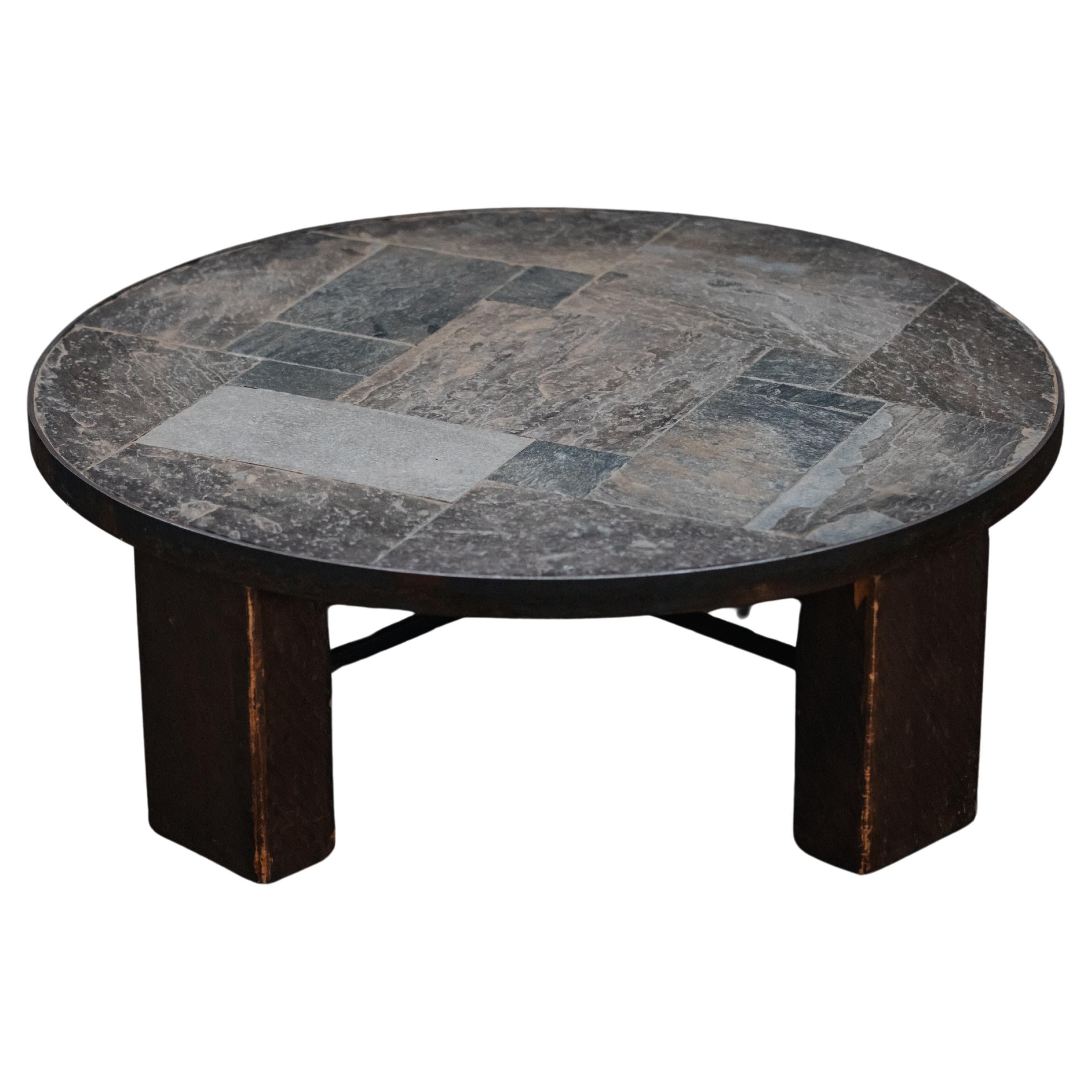 Vintage Slate Stone Coffee Table From France, Circa 1970 For Sale