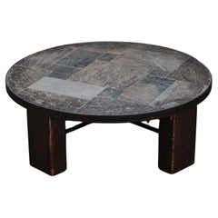 Vintage Slate Stone Coffee Table From France, Circa 1970