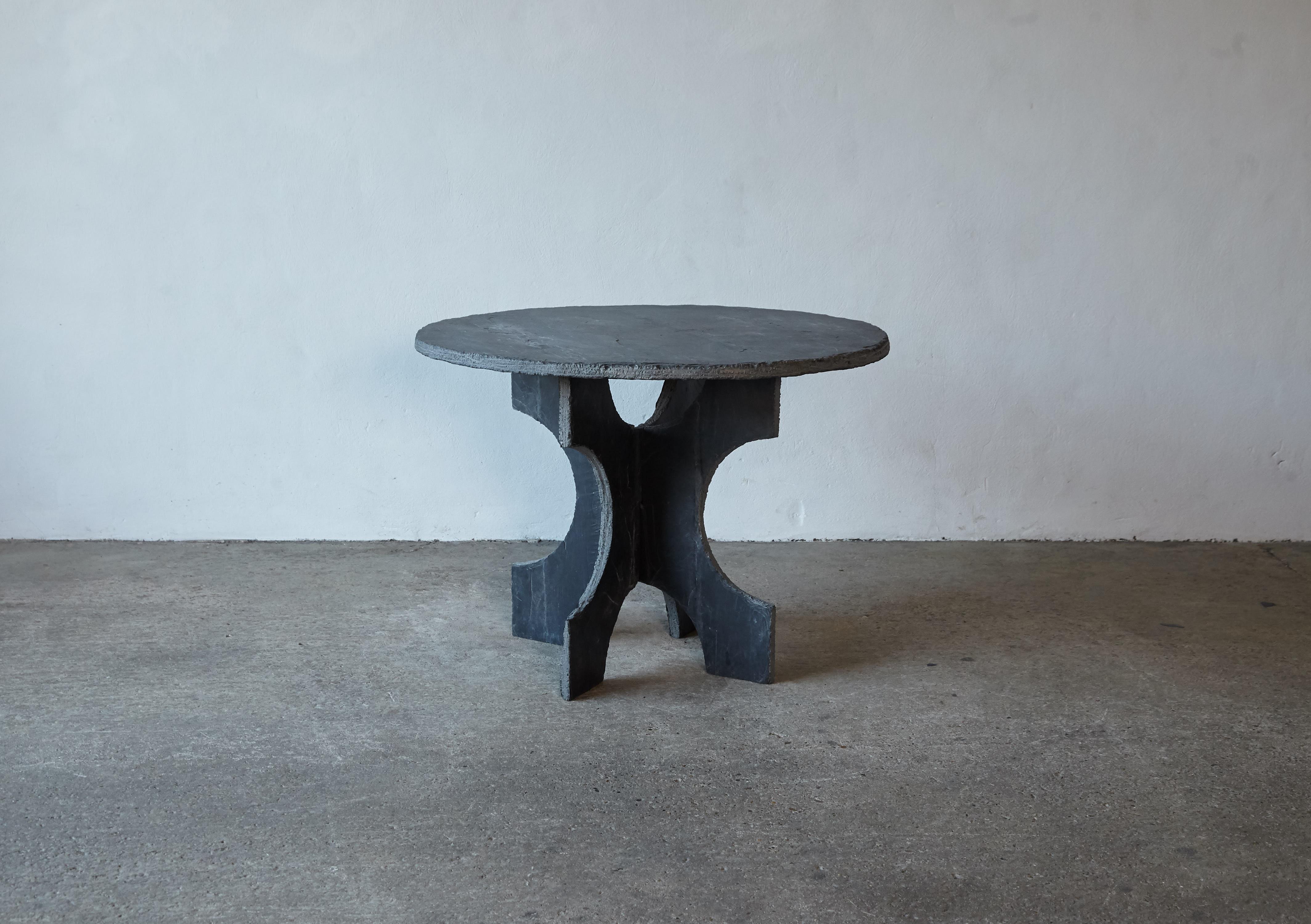 French Vintage Slate Table, France, 1970s/80s