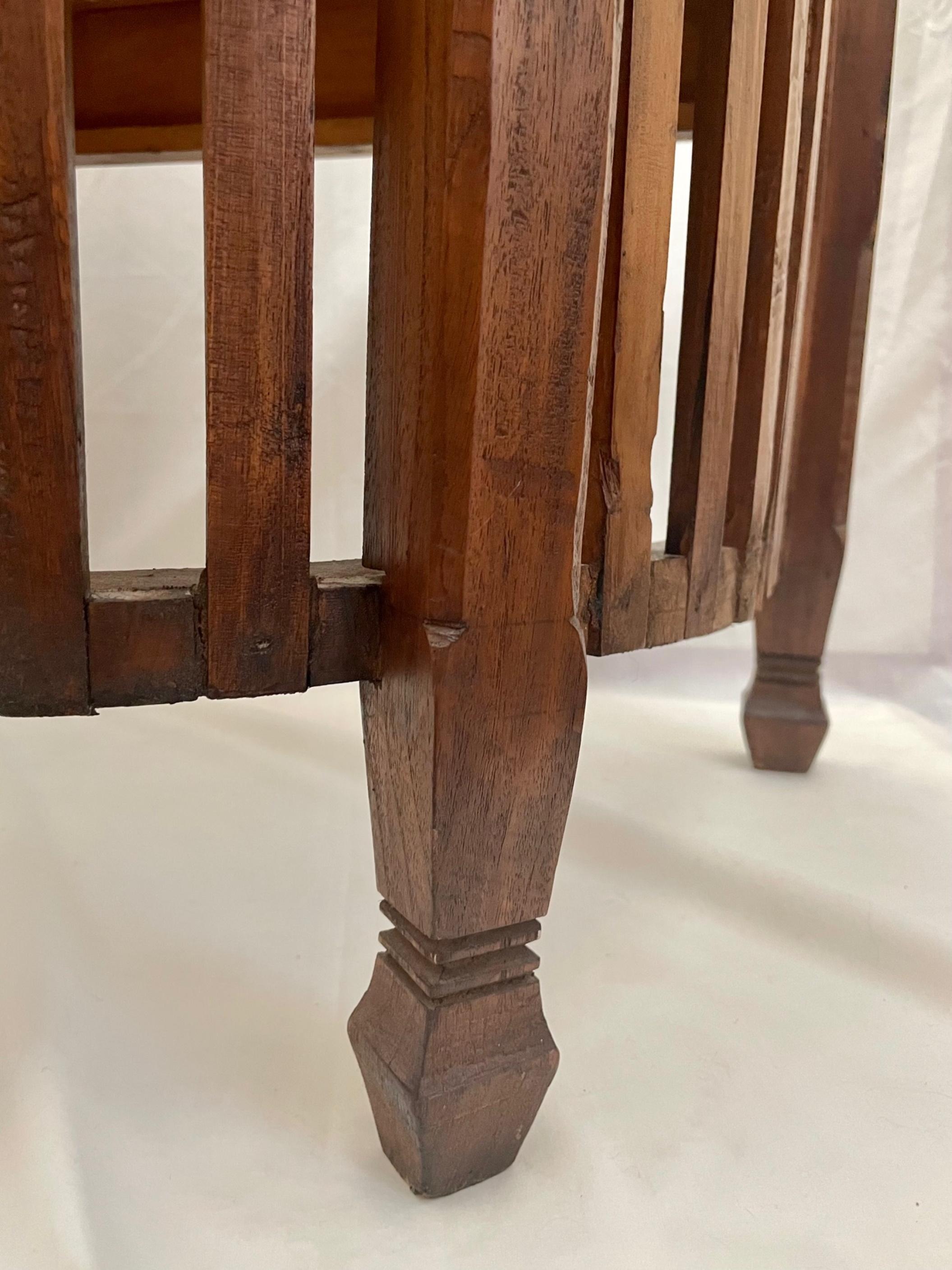 Vintage Slatted Barrel Back Hand Carved Chair 1