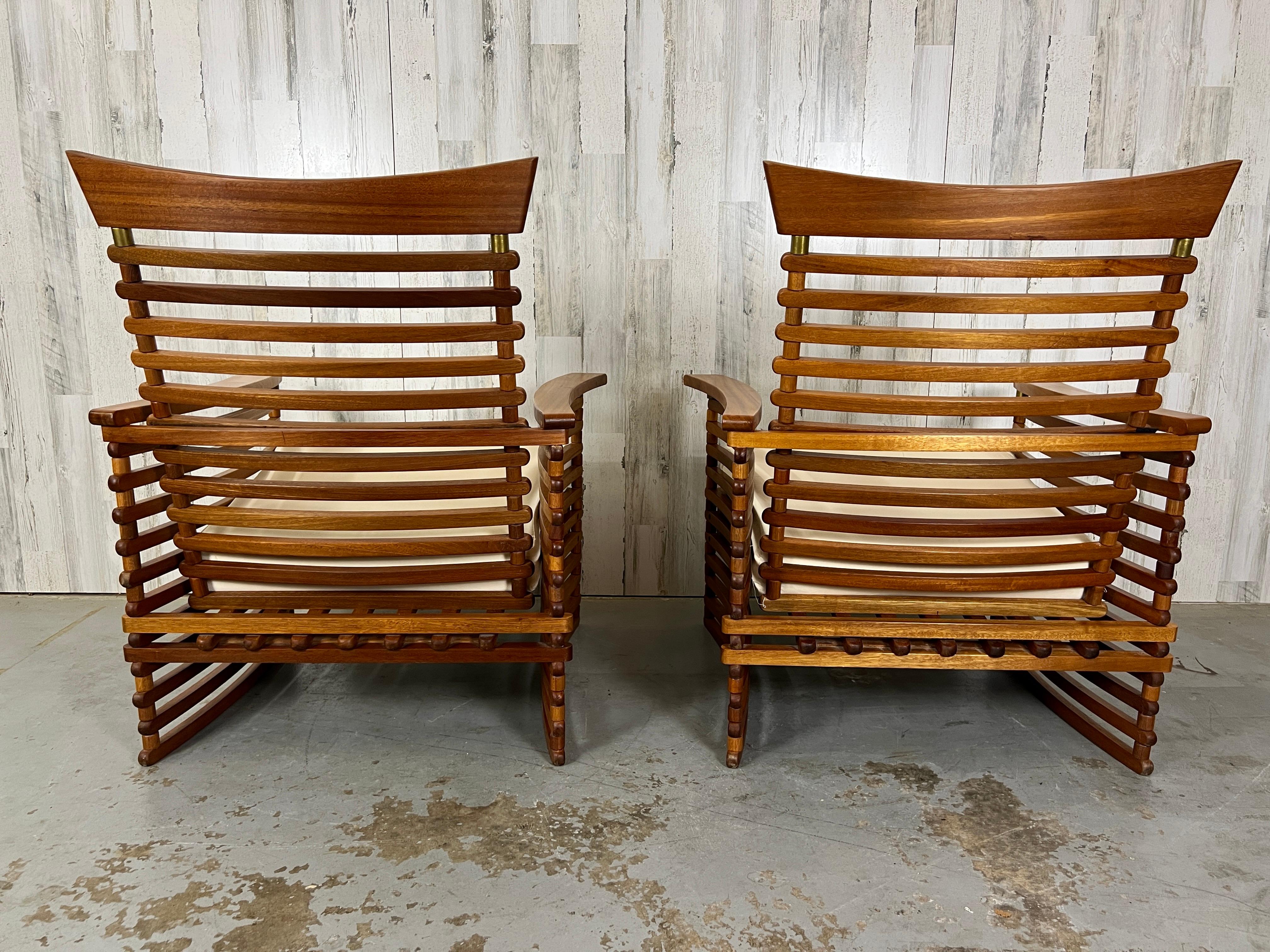Vintage Slatted Teak Lounge Chairs For Sale 10