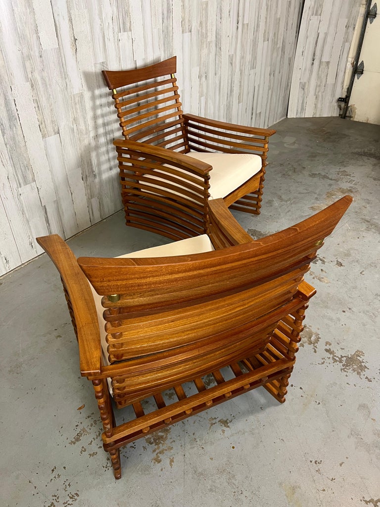 Vintage Slatted Teak Lounge Chairs For Sale at 1stDibs