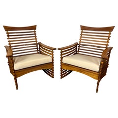 Vintage Slatted Teak Lounge Chairs