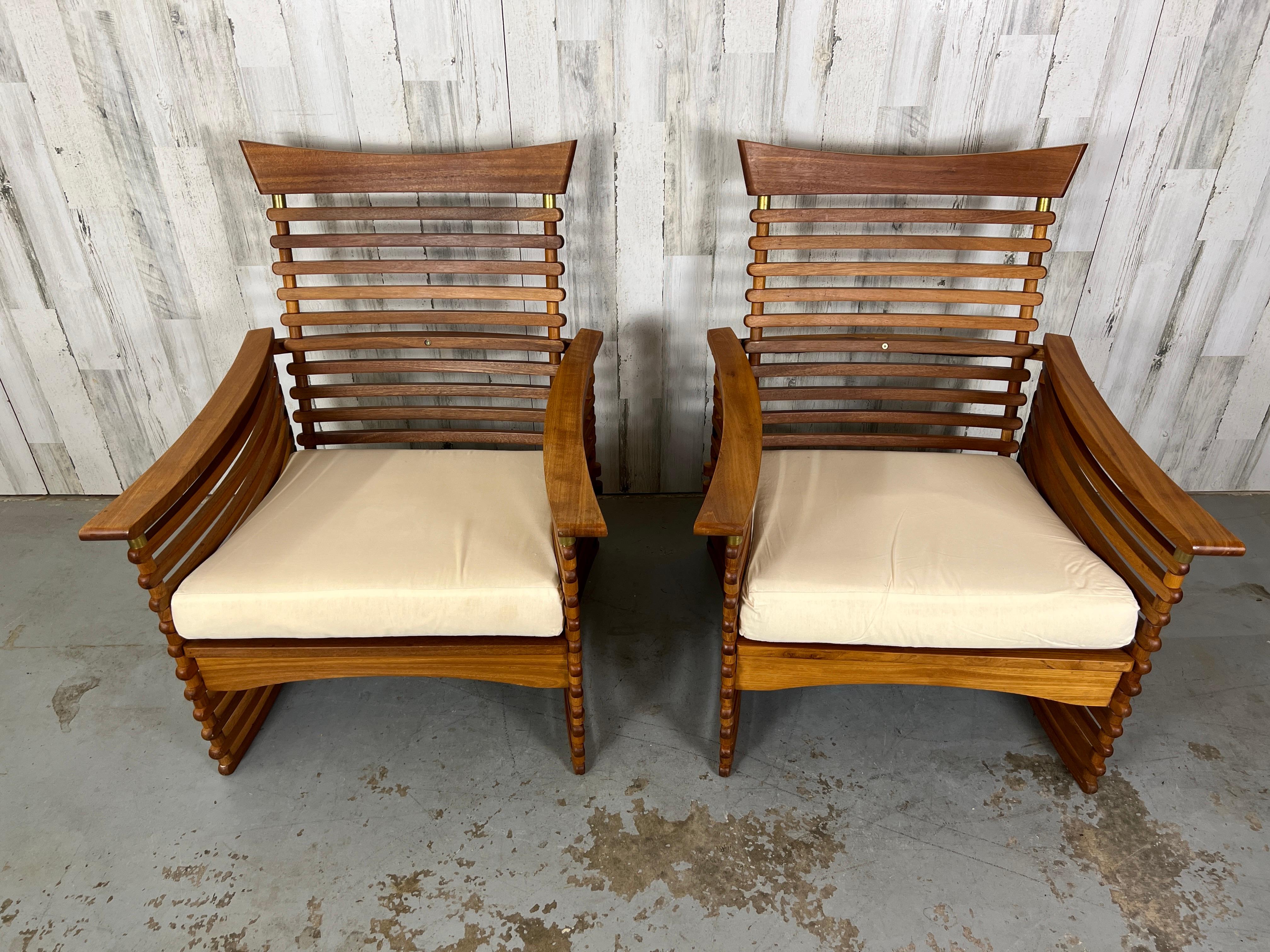 Vintage Slatted Teak Lounge Chairs For Sale 2