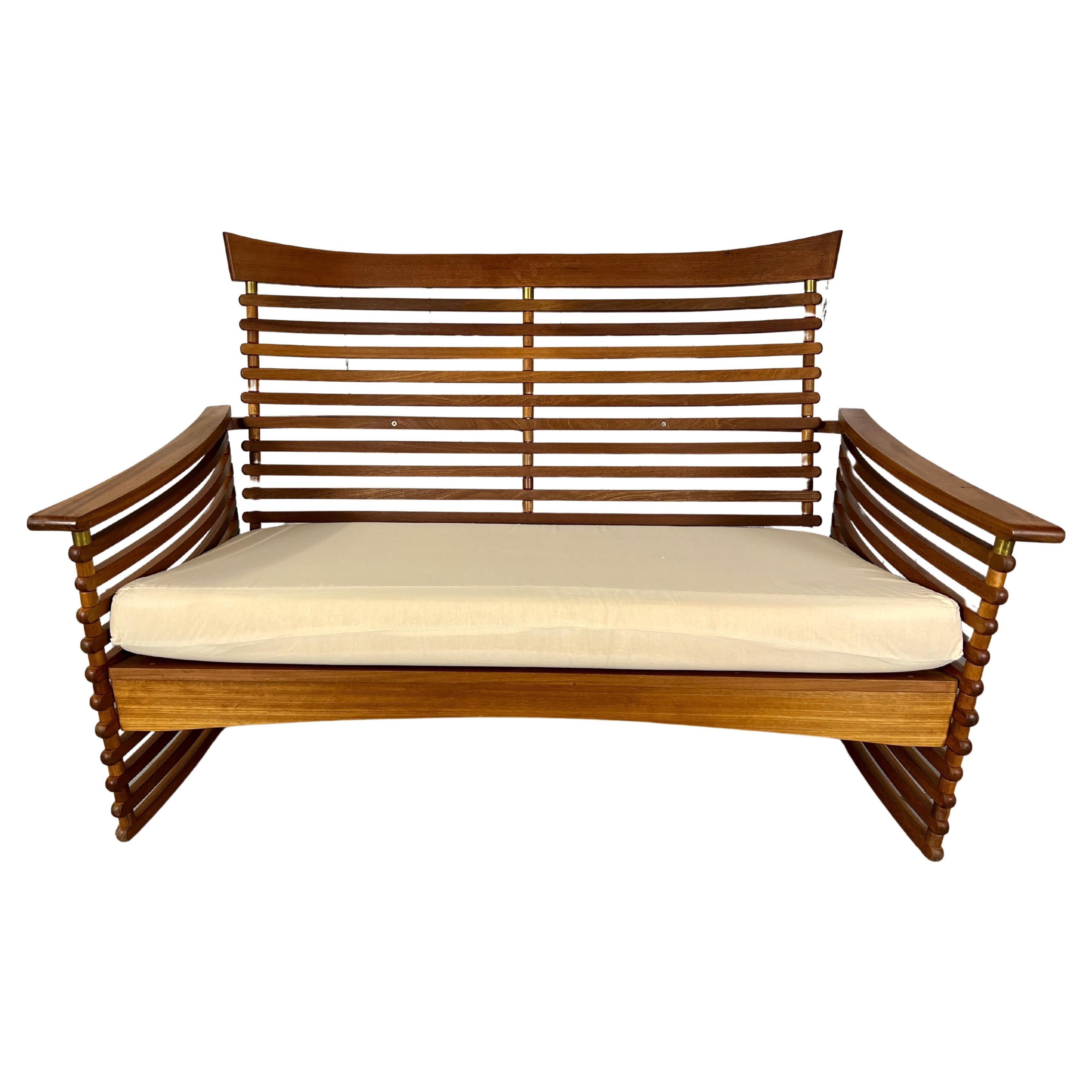 Vintage Slatted Teak Settee 8