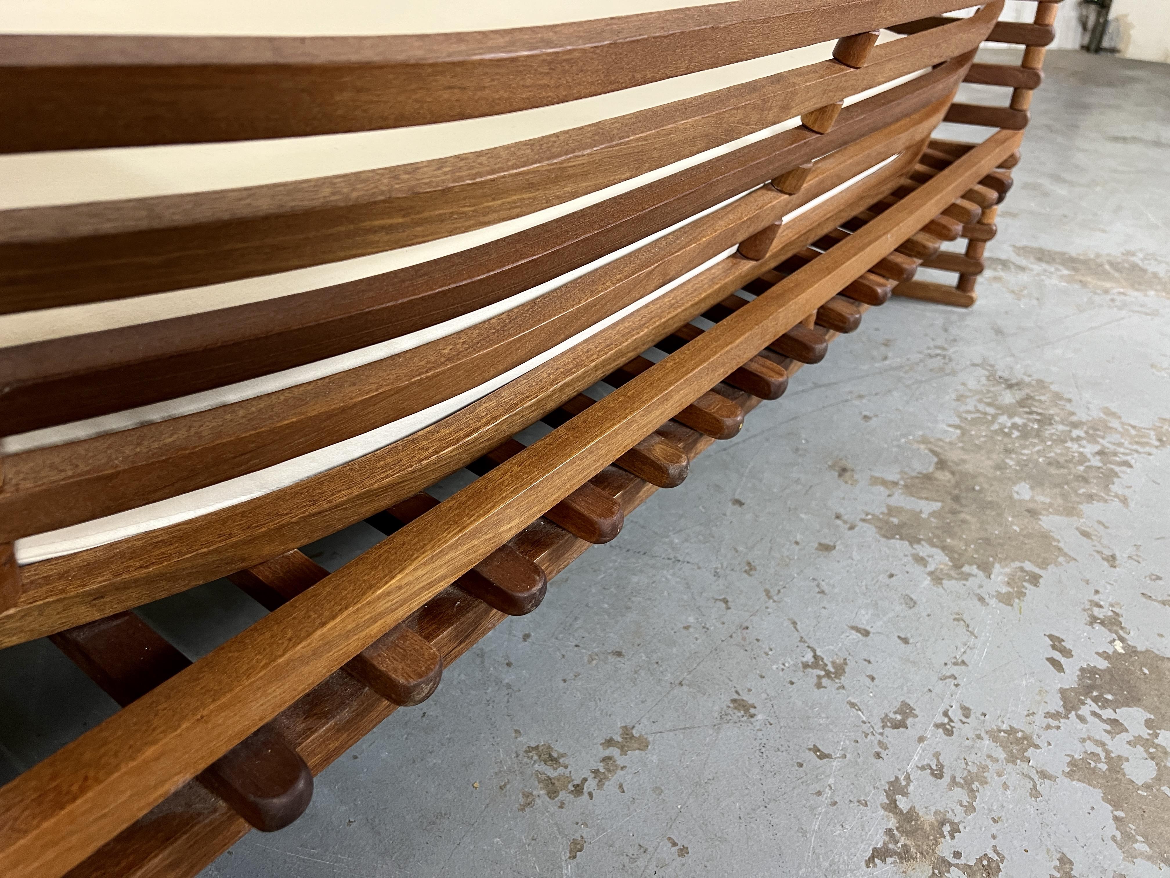 Vintage Slatted Teak Settee 9