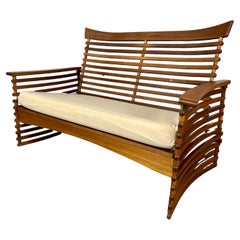 Vintage Slatted Teak Settee