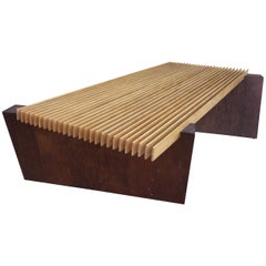 Vintage Slatted Wooden Coffee Table