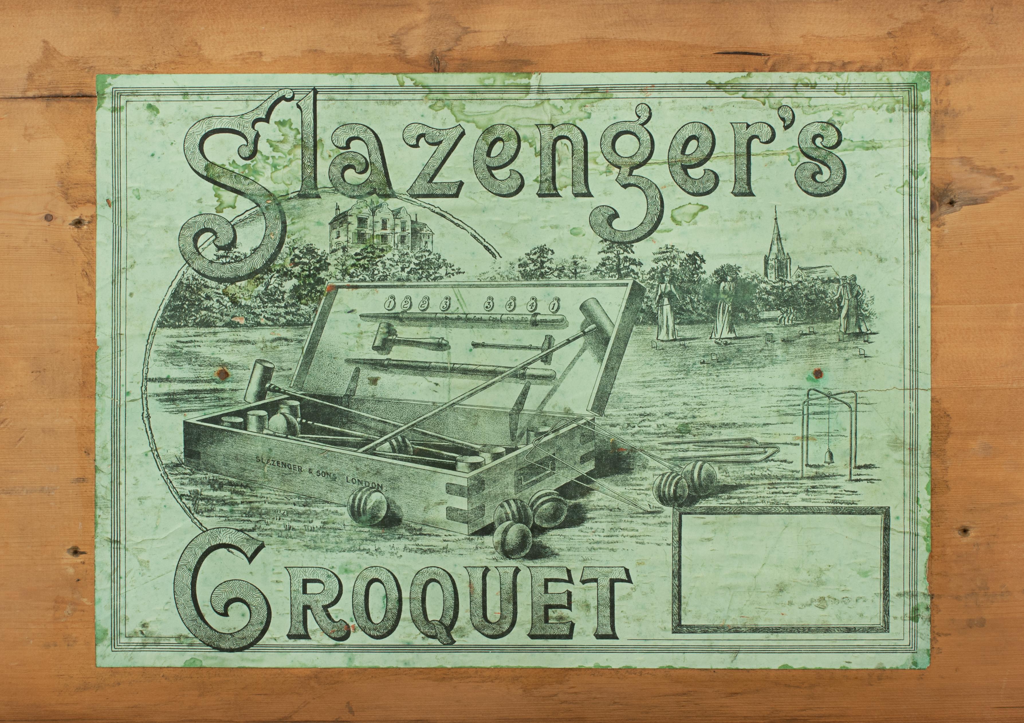 Late 19th Century Vintage Slazenger Eight Mallet Croquet Set on Stand, 19th Century Boxwood