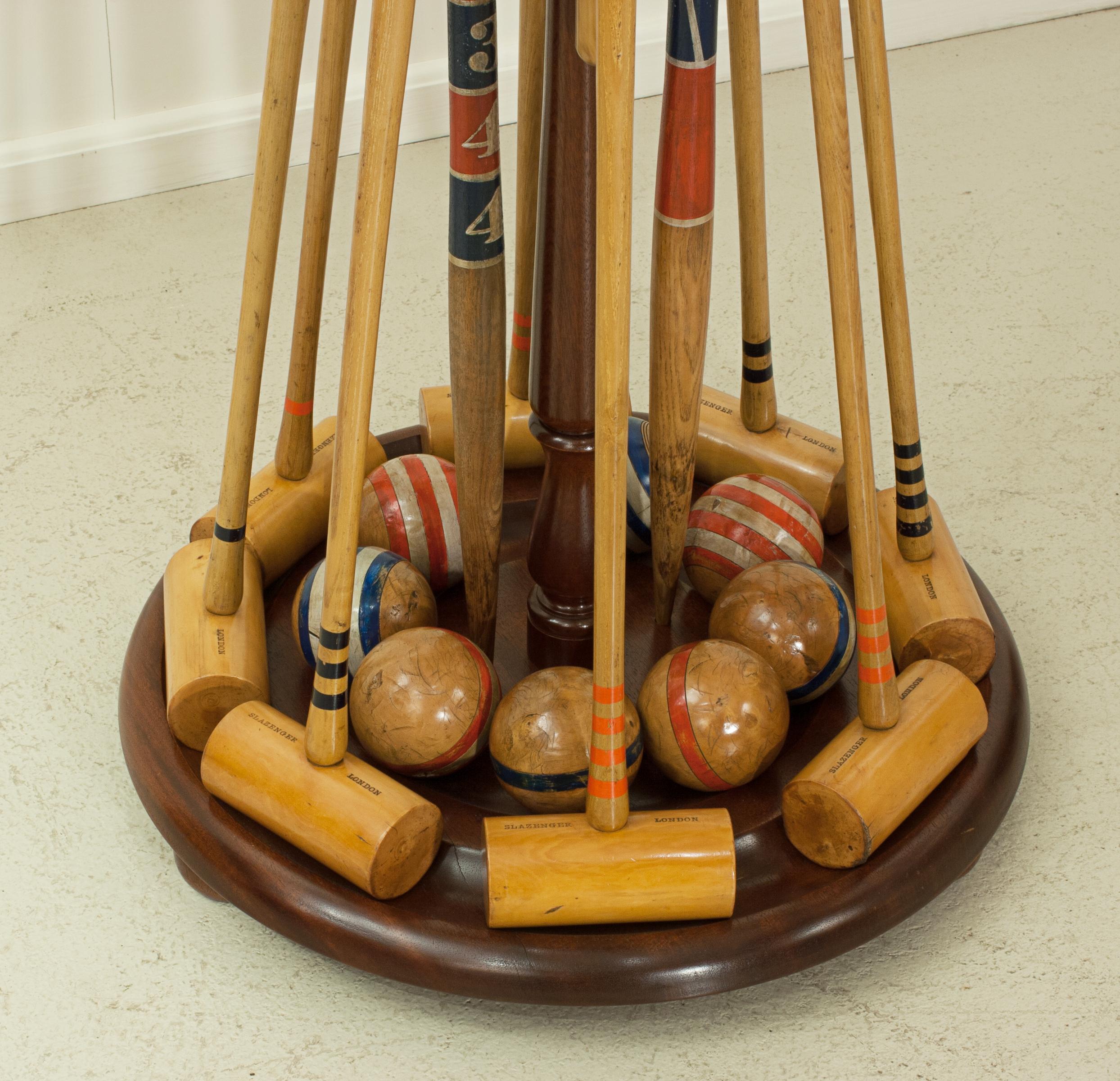 Vintage Slazenger Eight Mallet Croquet Set on Stand, 19th Century Boxwood 1