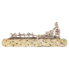 Vintage Sled Dog Brooch of 14k & 18k Gold