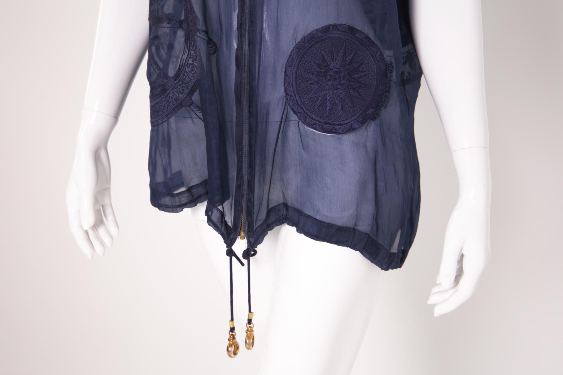 Vintage Sleeveless Transparent Blue Blouse For Sale 1