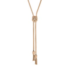 Vintage Slide Necklace Opal Tassel 14 Karat Gold Adjustable Estate Jewelry