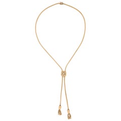 Vintage Slide Necklace Opal Tassel 14 Karat Gold Adjustable Estate Jewelry
