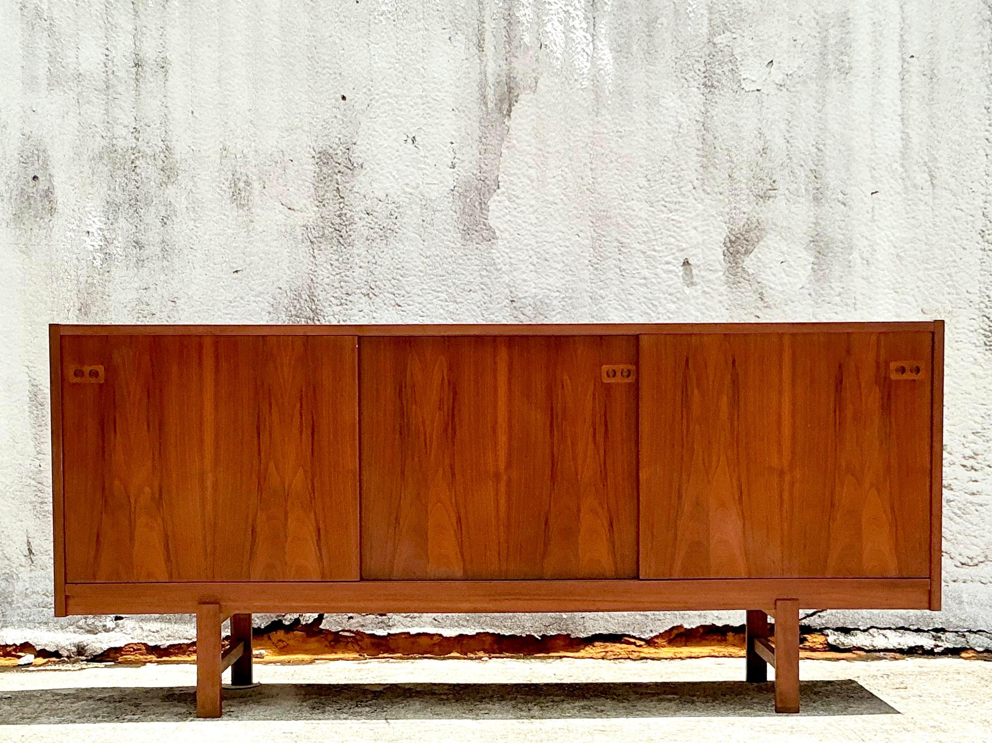 Vintage Sliding Door Steak Credenza After Kofod Larsen For Sale 4