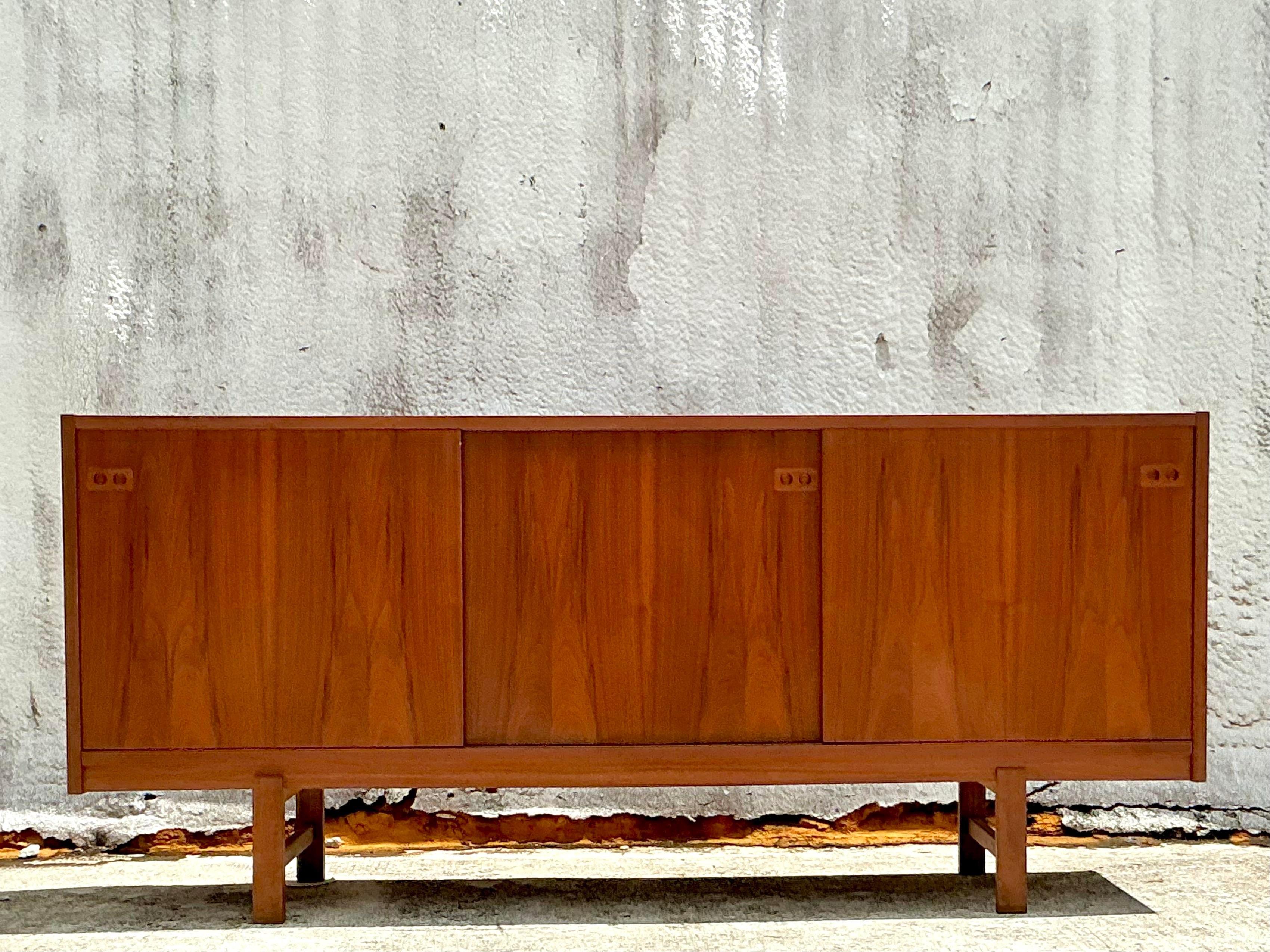 Vintage Sliding Door Steak Credenza After Kofod Larsen For Sale 2