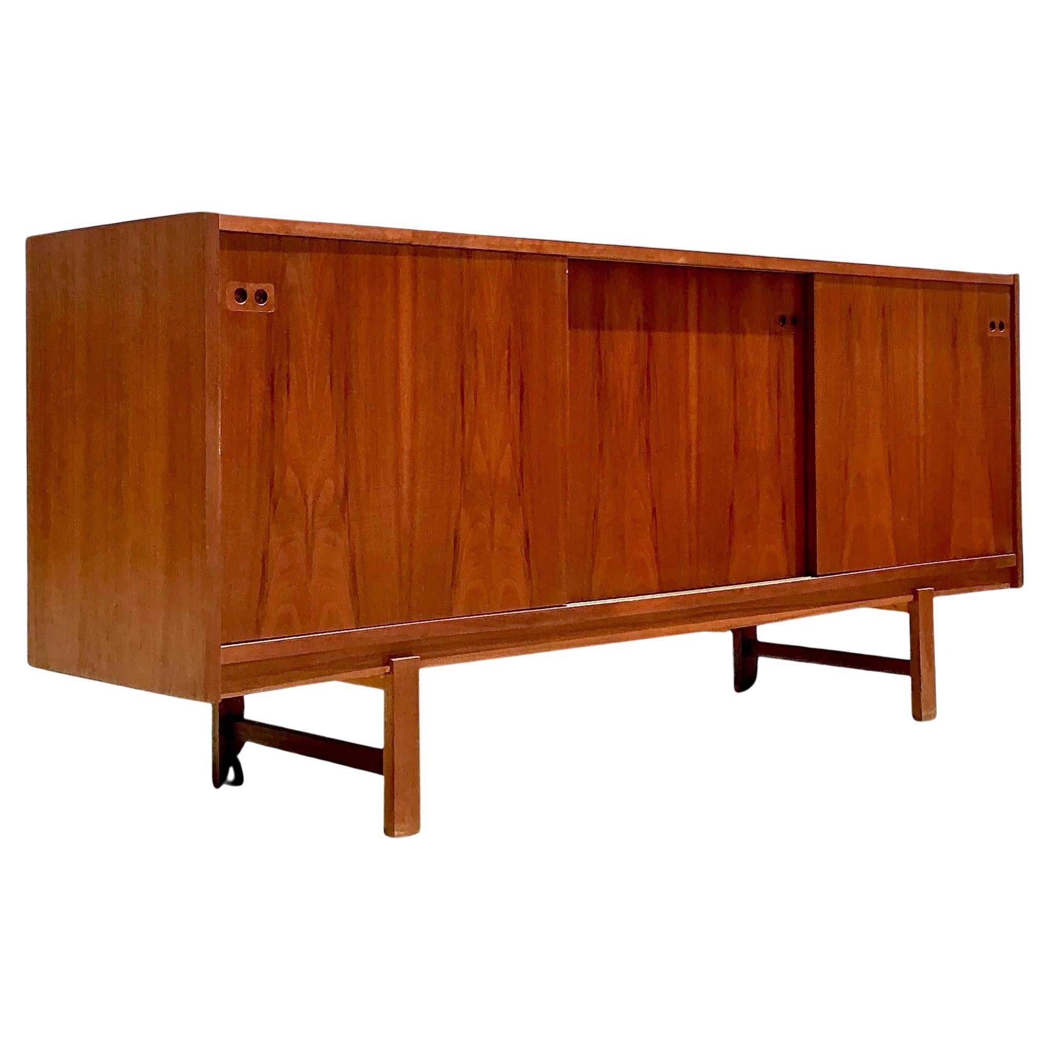 Vintage Sliding Door Steak Credenza After Kofod Larsen For Sale