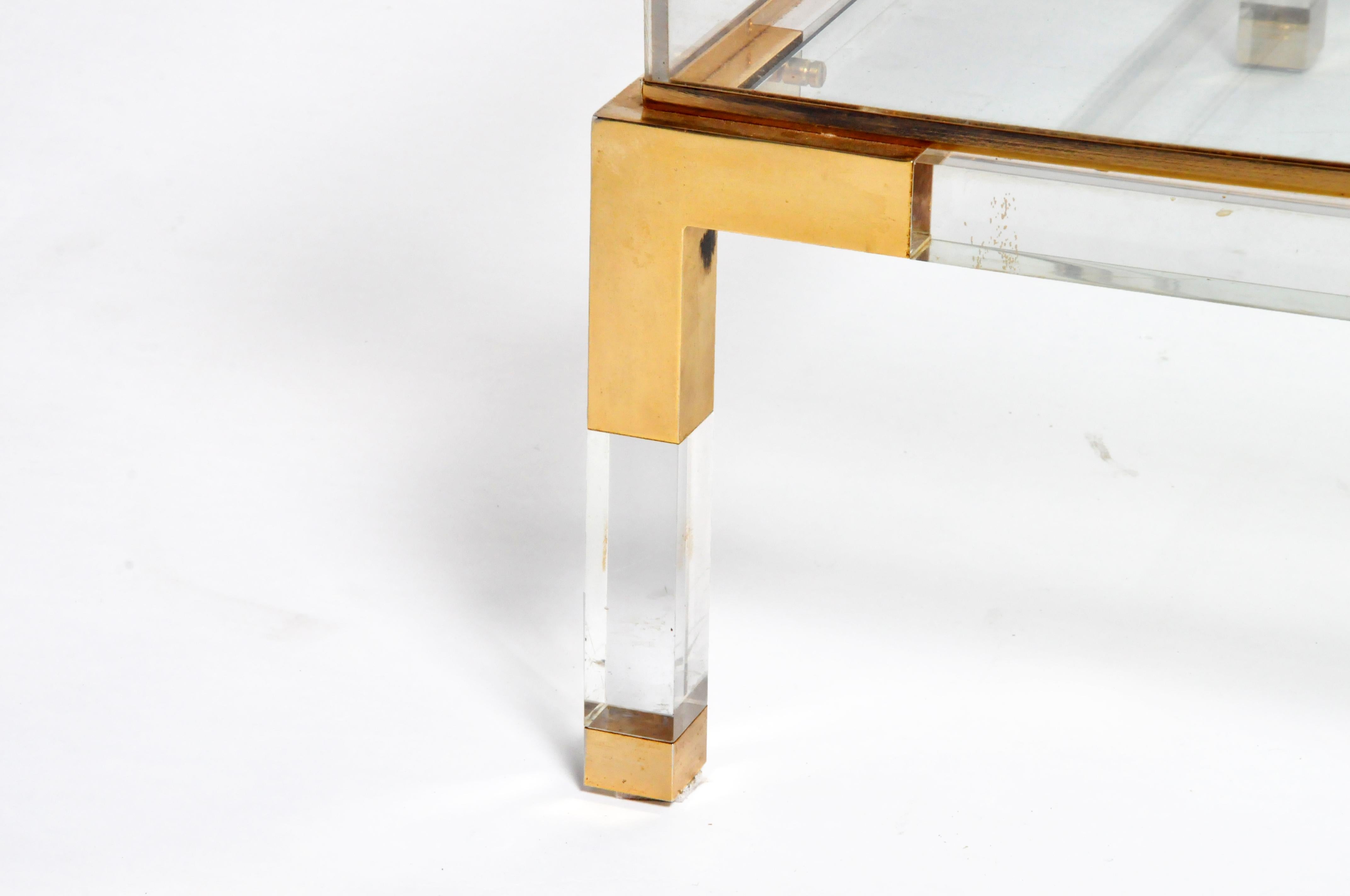 Vintage Sliding Glass Top Coffee Table Attributed to Maison Jansen 7