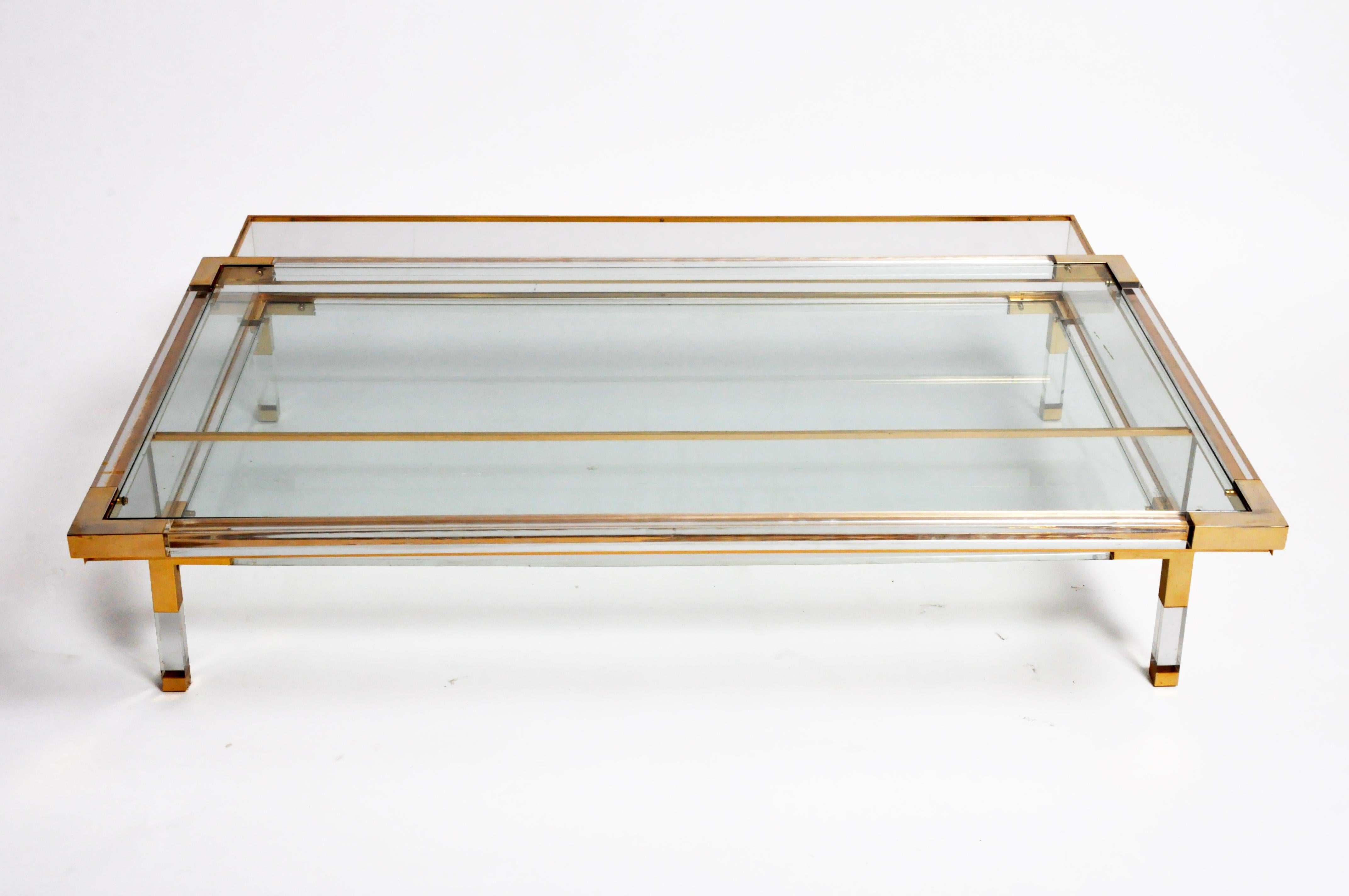 Vintage Sliding Glass Top Coffee Table Attributed to Maison Jansen 11