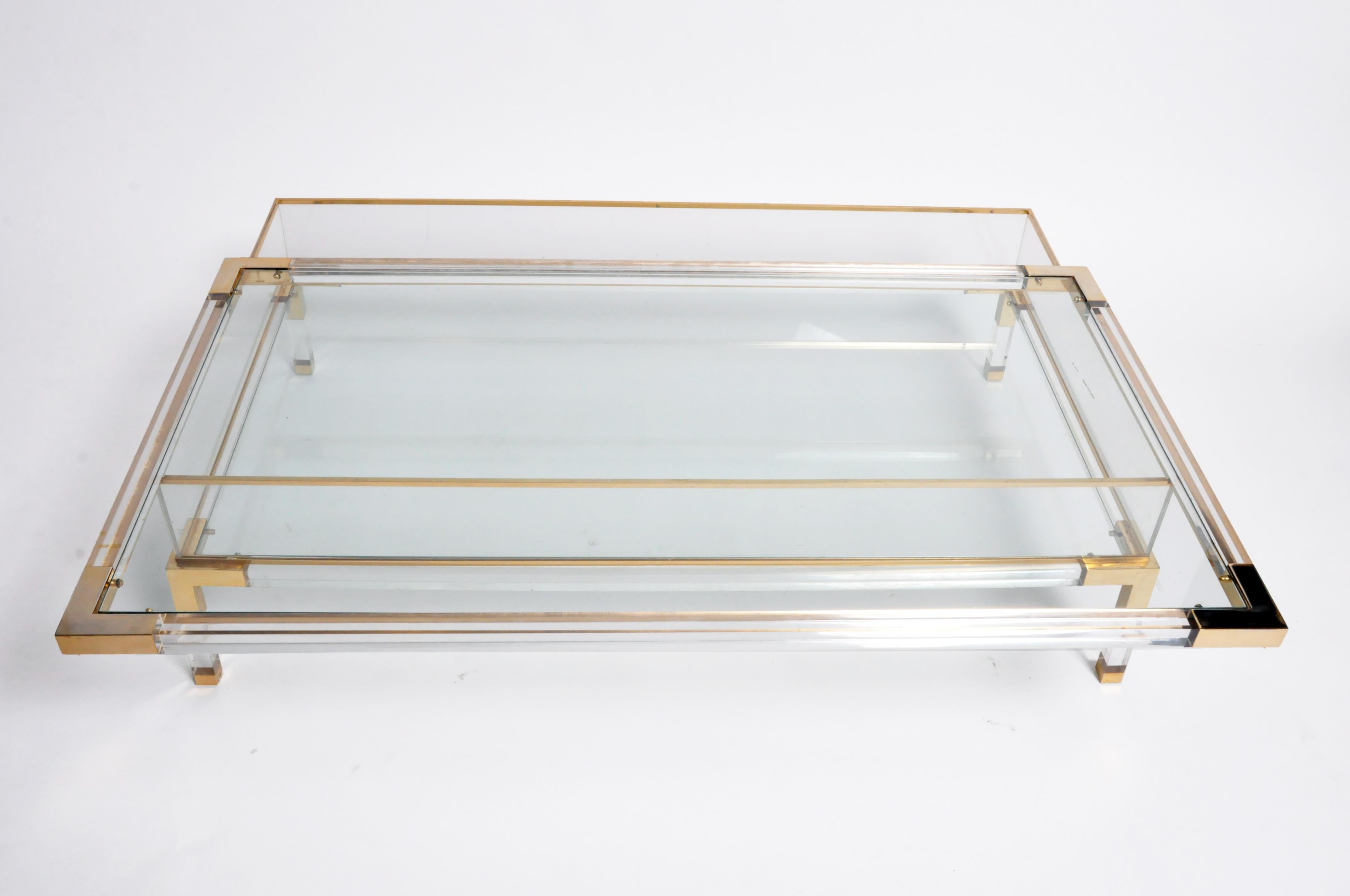 Vintage Sliding Glass Top Coffee Table Attributed to Maison Jansen 12
